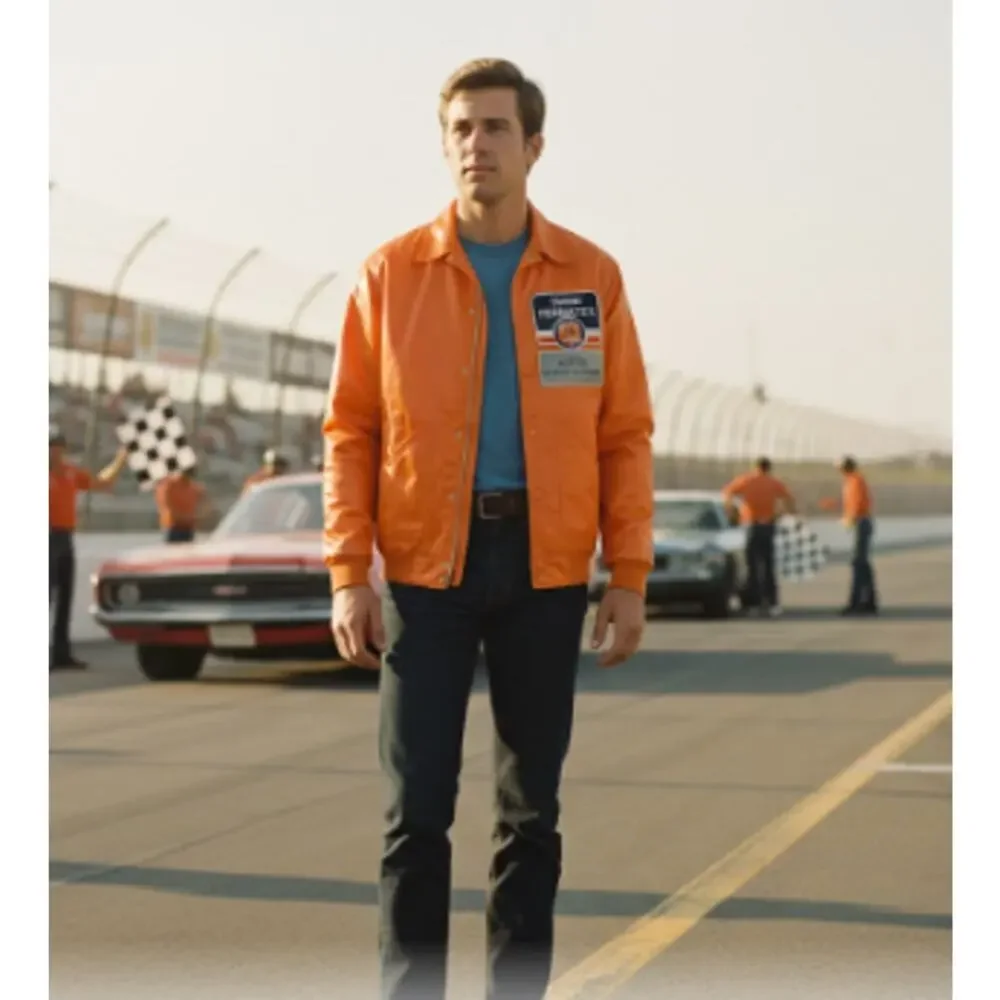 Vintage 1970s Permatex Racing Jacket Size Large Hi-Vis Orange Snap Buttons EUC
